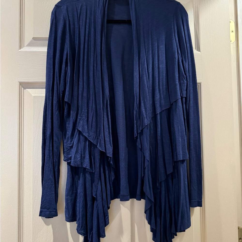 Bobeau Blue Draped Cardigan Sweater